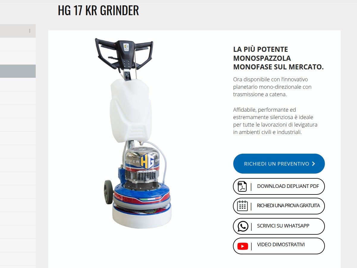 Levigatrice professionale per pavimenti Hyper Grinder HG KR: potenza precisione e versatilità
